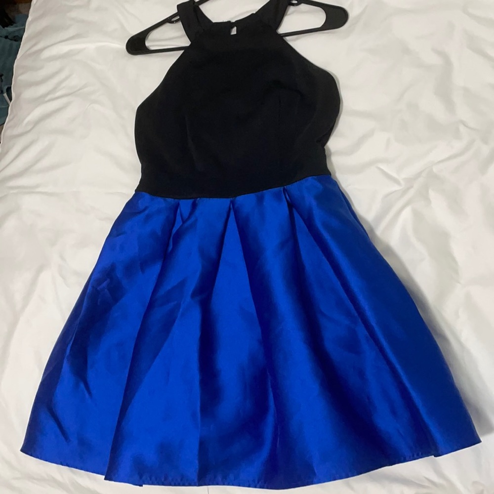 Blue and black formal dress
